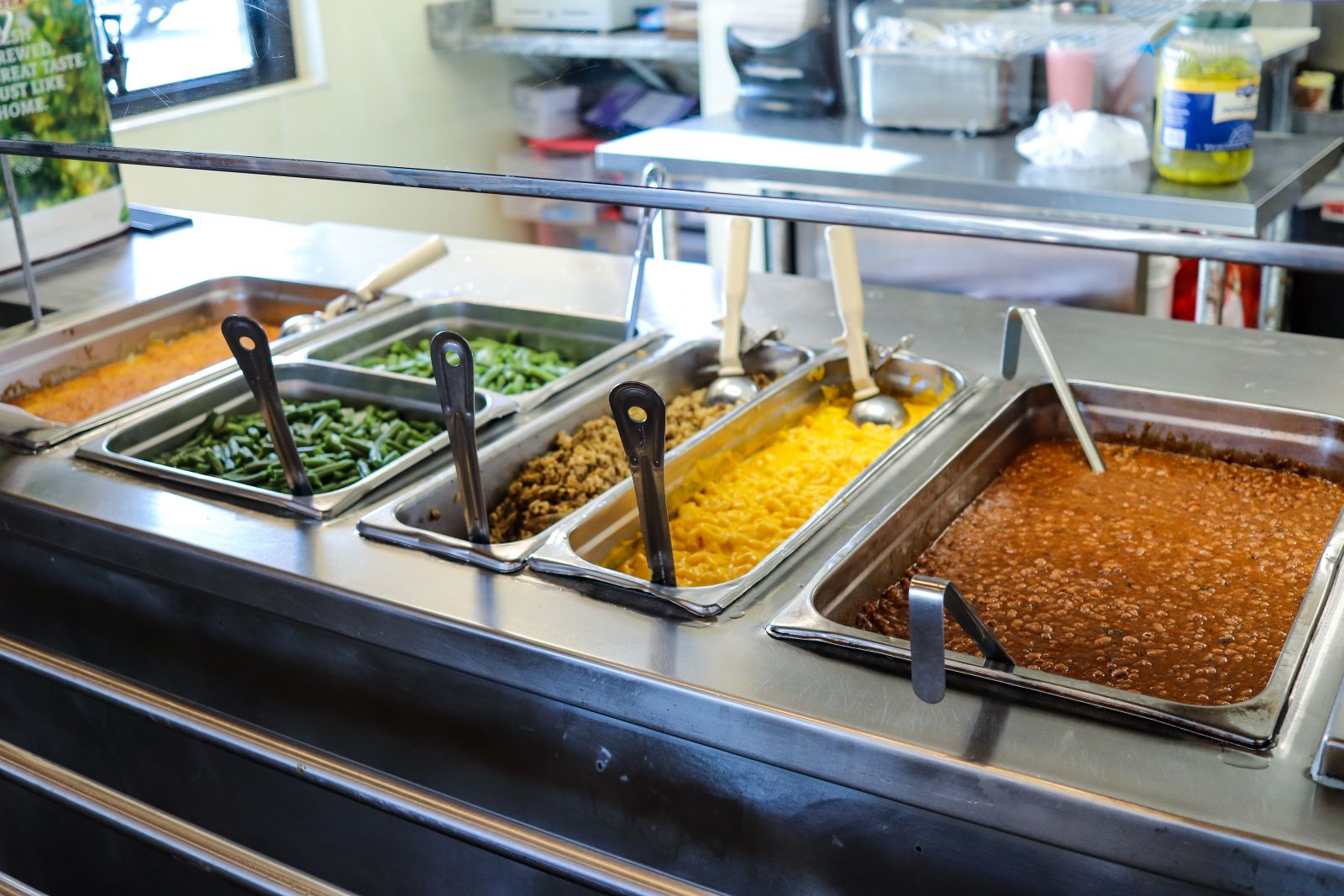 Some of the sides available at our cafeteria style serving area.